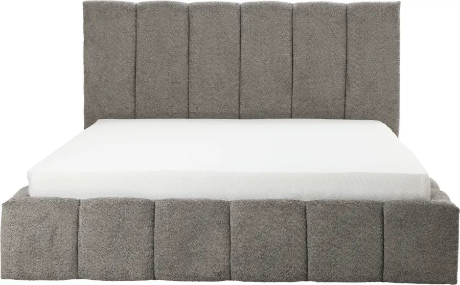 Łóżko tapicerowane Bianko 160 (boucle grafit) ze stelażem i pojemnikiem