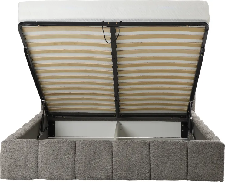 Łóżko tapicerowane Bianko 160 (boucle grafit) ze stelażem i pojemnikiem