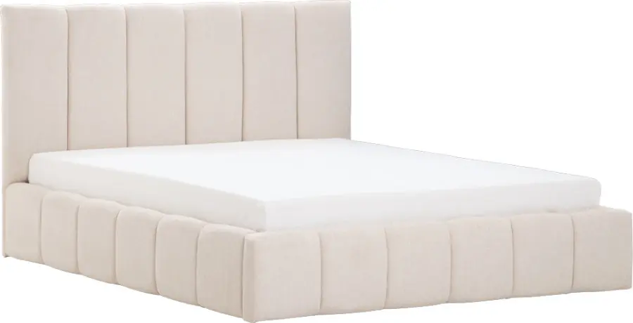 Łóżko tapicerowane Bianko (rojal beż) ze stelażem i pojemnikiem