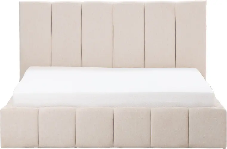 Łóżko tapicerowane Bianko 160 (rojal beż) ze stelażem i pojemnikiem