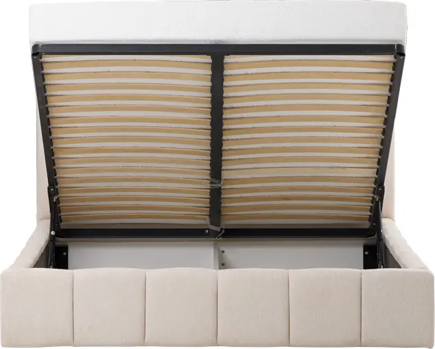 Łóżko tapicerowane Bianko (rojal beż) ze stelażem i pojemnikiem