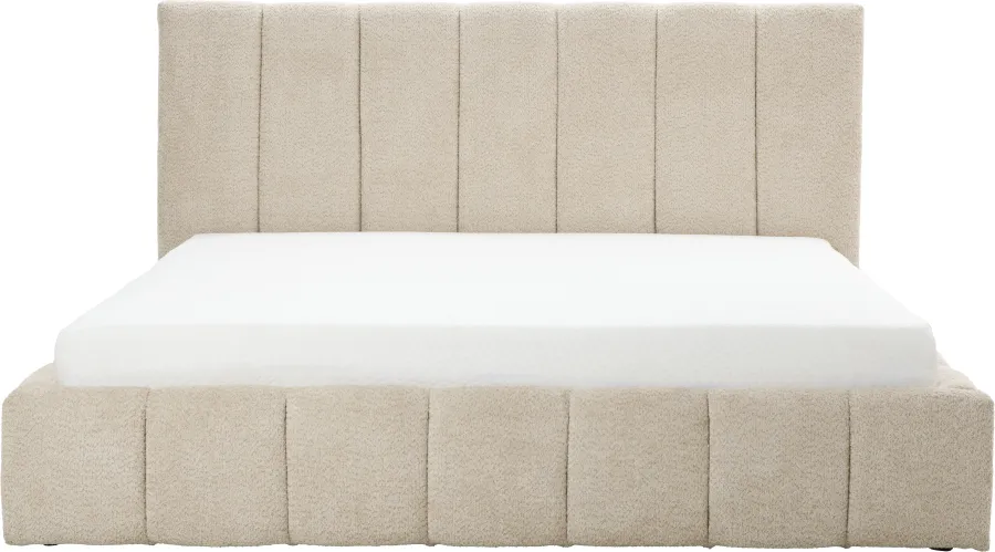 Łóżko tapicerowane Bianko 180x200 (boucle beż) ze stelażem i pojemnikiem