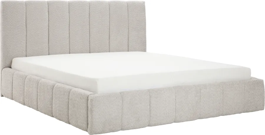 Łóżko tapicerowane Bianko 180 (boucle szary) ze stelażem i pojemnikiem