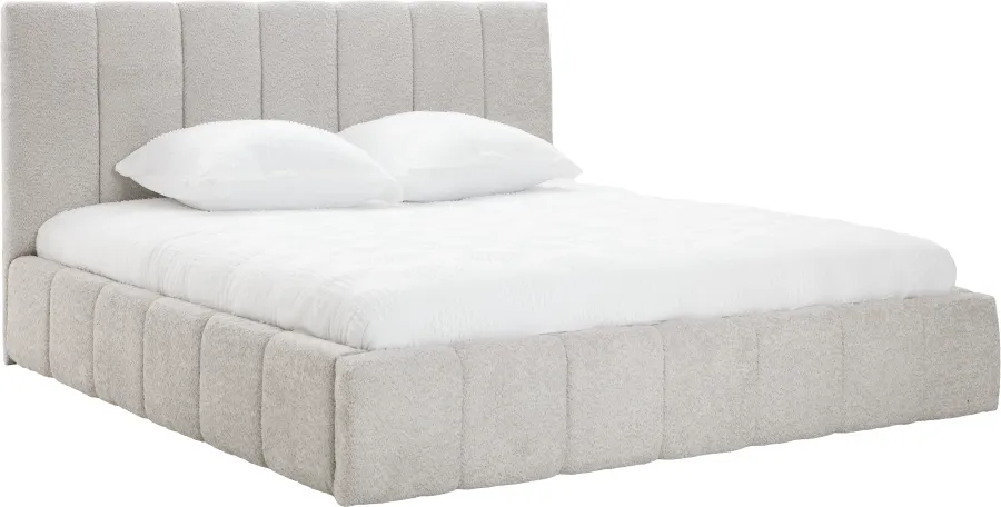 Łóżko tapicerowane Bianko 180 (boucle szary) ze stelażem i pojemnikiem