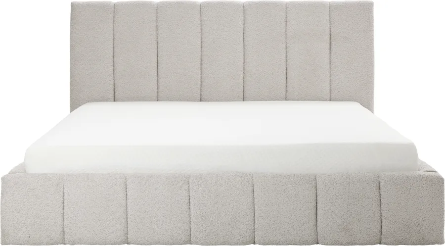 Łóżko tapicerowane Bianko 180 (boucle szary) ze stelażem i pojemnikiem