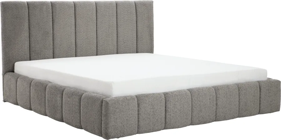 Łóżko tapicerowane Bianko 180 (boucle grafit) ze stelażem i pojemnikiem