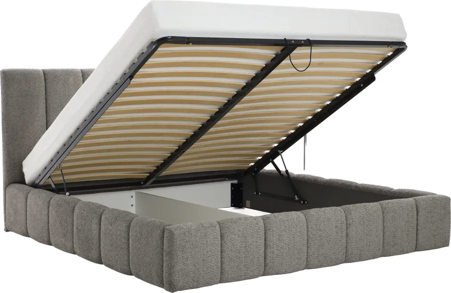Łóżko tapicerowane Bianko 180 (boucle grafit) ze stelażem i pojemnikiem