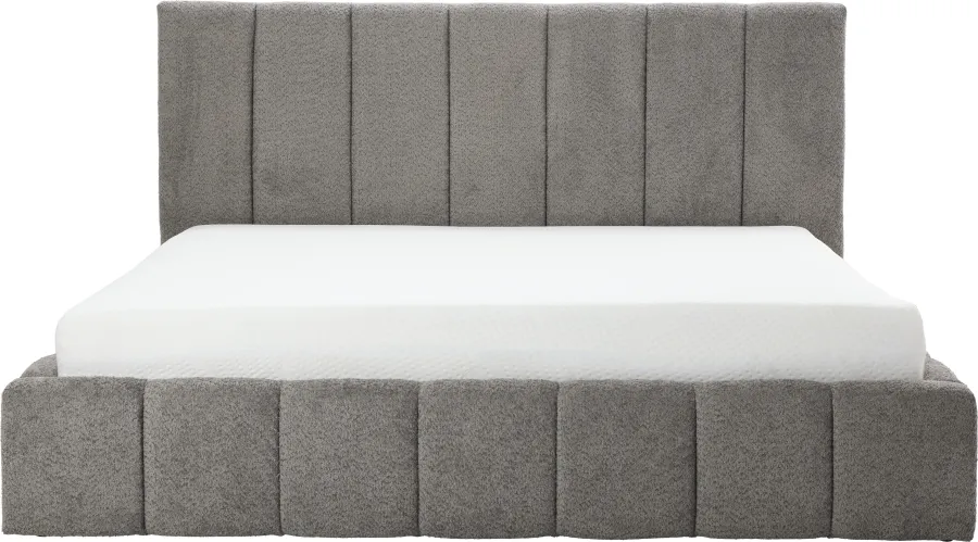 Łóżko tapicerowane Bianko 180 (boucle grafit) ze stelażem i pojemnikiem