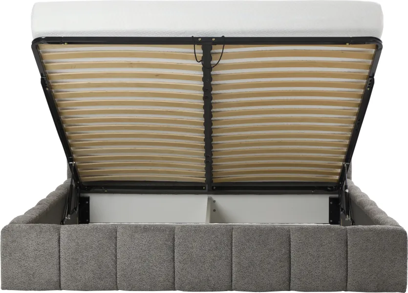 Łóżko tapicerowane Bianko 180 (boucle grafit) ze stelażem i pojemnikiem