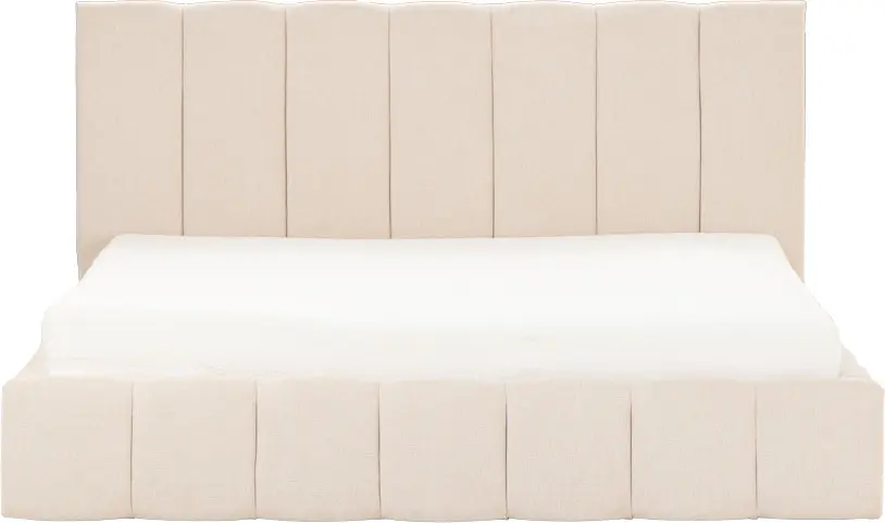 Łóżko tapicerowane Bianko 180 (rojal beż) ze stelażem i pojemnikiem