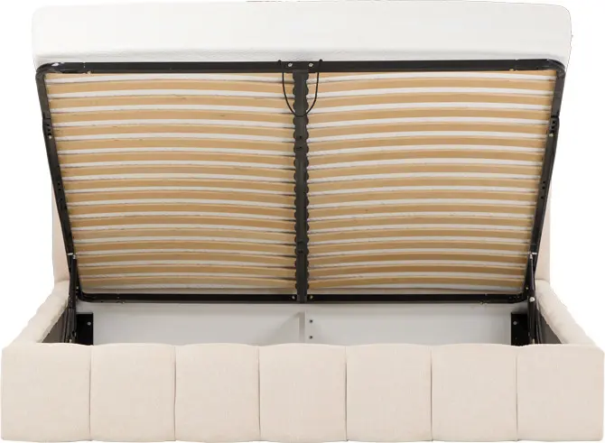 Łóżko tapicerowane Bianko 180 (rojal beż) ze stelażem i pojemnikiem