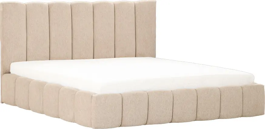 Łóżko tapicerowane Bianko 180 (rojal latte) ze stelażem i pojemnikiem