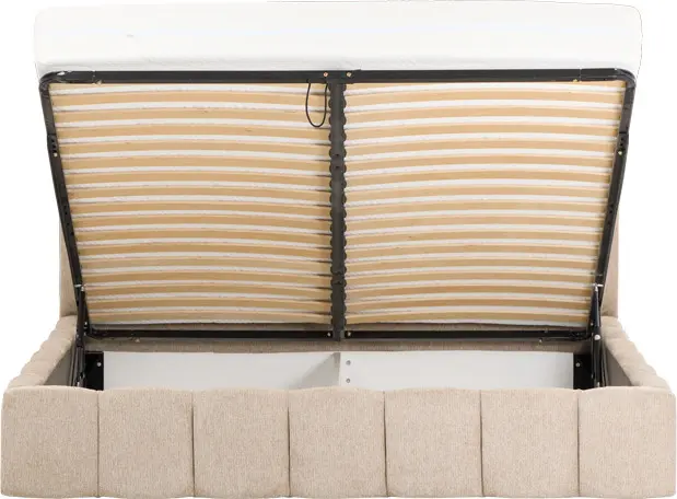 Łóżko tapicerowane Bianko 180 (rojal latte) ze stelażem i pojemnikiem