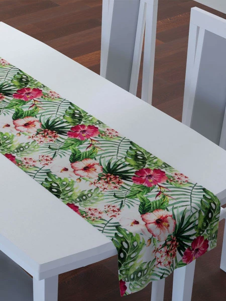 Bieżnik Pires 23 (biały w kwiaty)