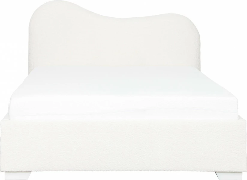 Łóżko tapicerowane 140 Cloudi (boucle kremowy) ze stelażem i pojemnikiem