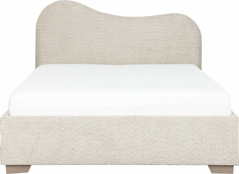 Łóżko tapicerowane 140 Cloudi (boucle beż) ze stelażem i pojemnikiem