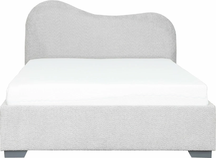 Łóżko tapicerowane 140 Cloudi (boucle szary) ze stelażem i pojemnikiem