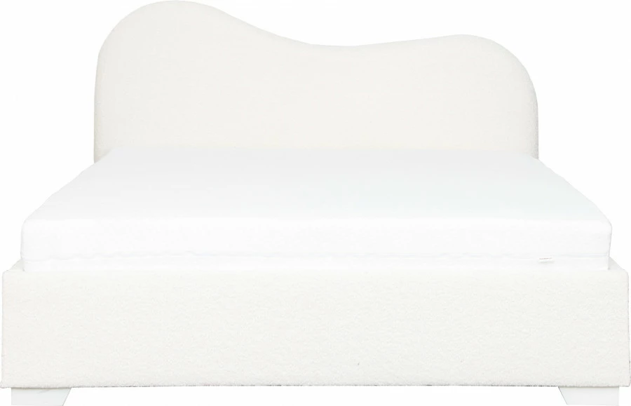 Łóżko tapicerowane 160 Cloudi (boucle kremowy) ze stelażem i pojemnikiem