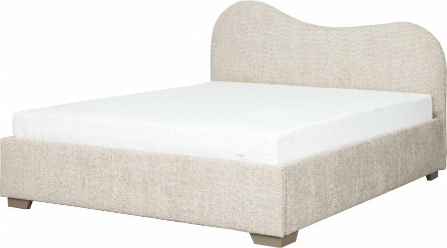 Łóżko tapicerowane 160 Cloudi (boucle beż) ze stelażem i pojemnikiem