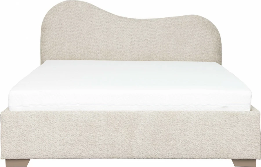 Łóżko tapicerowane 160 Cloudi (boucle beż) ze stelażem i pojemnikiem