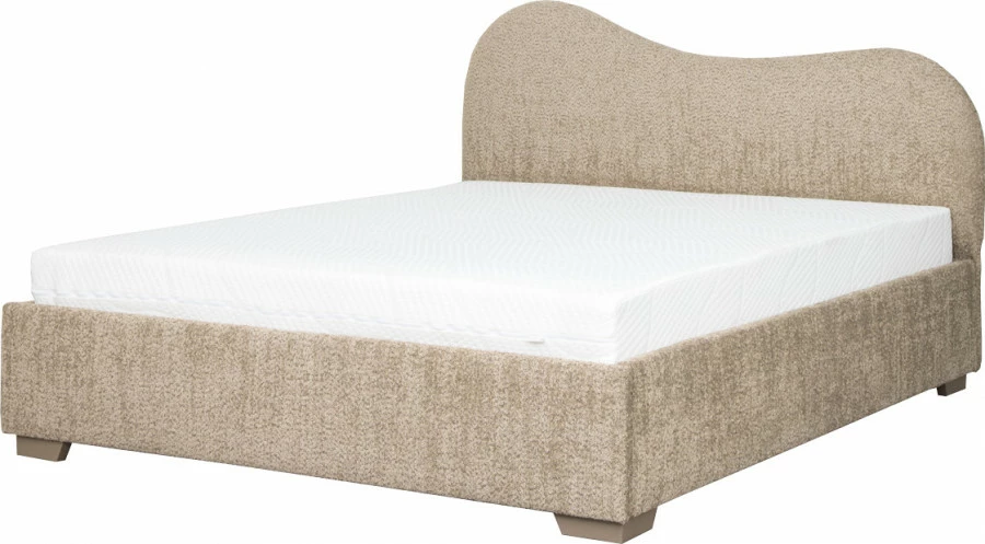 Łóżko tapicerowane 160 Cloudi (boucle cappuccino) ze stelażem i pojemnikiem