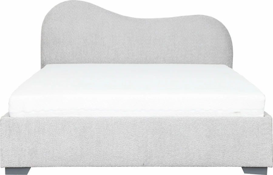 Łóżko tapicerowane 160 Cloudi (boucle szary) ze stelażem i pojemnikiem