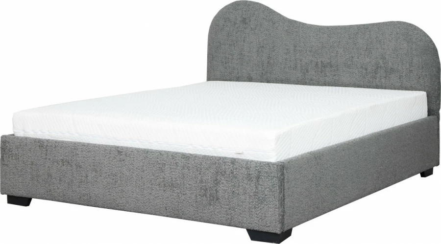 Łóżko tapicerowane 160 Cloudi (boucle grafit) ze stelażem i pojemnikiem