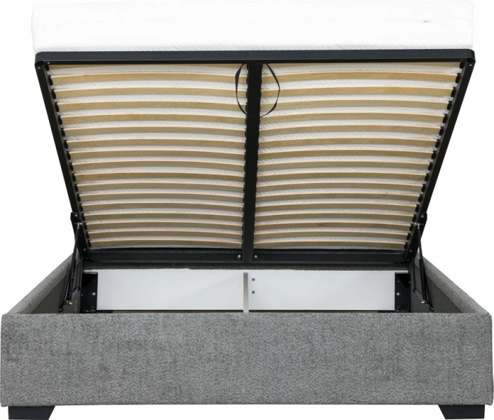 Łóżko tapicerowane 160 Cloudi (boucle grafit) ze stelażem i pojemnikiem