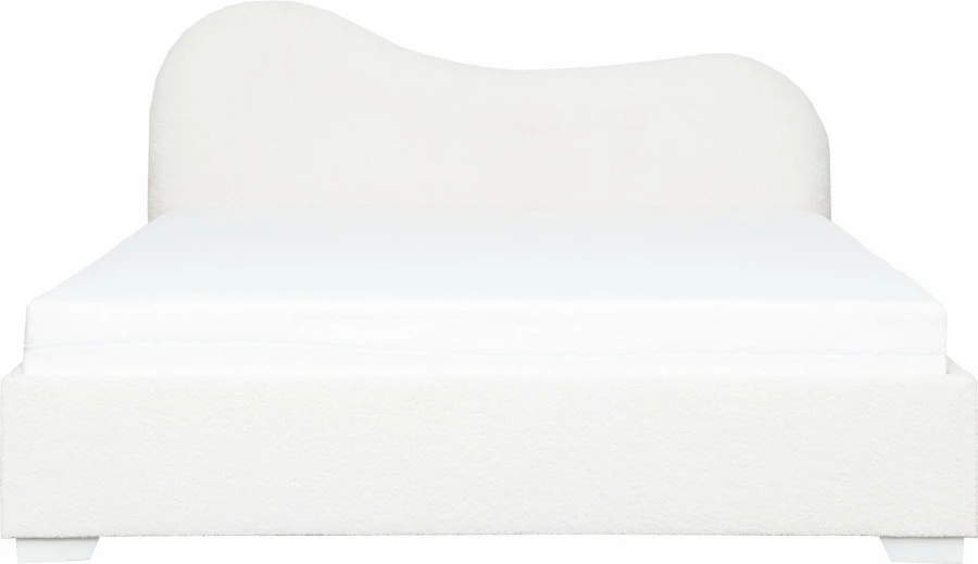 Łóżko tapicerowane 180 Cloudi (boucle kremowy) ze stelażem i pojemnikiem