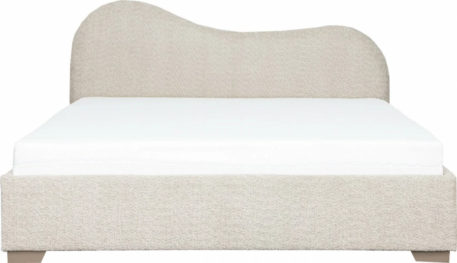 Łóżko tapicerowane 180 Cloudi (boucle beż) ze stelażem i pojemnikiem