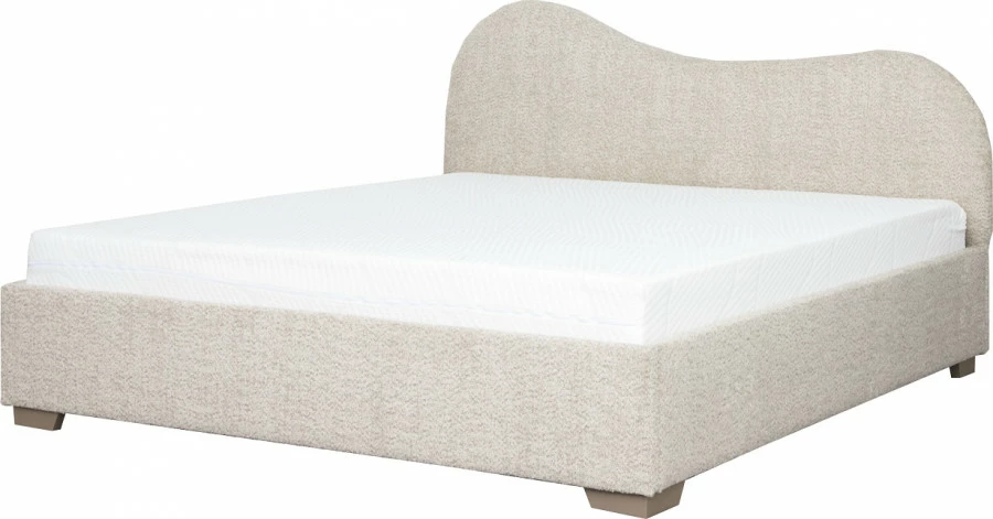 Łóżko tapicerowane 180 Cloudi (boucle beż) ze stelażem i pojemnikiem