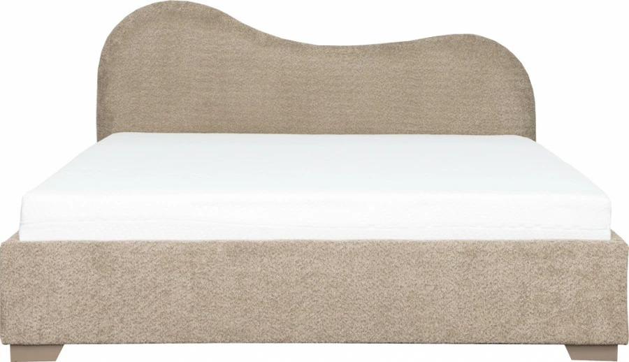 Łóżko tapicerowane 180 Cloudi (boucle cappuccino) ze stelażem i pojemnikiem