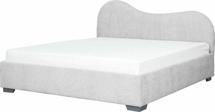 Łóżko tapicerowane 180 Cloudi (boucle szary) ze stelażem i pojemnikiem