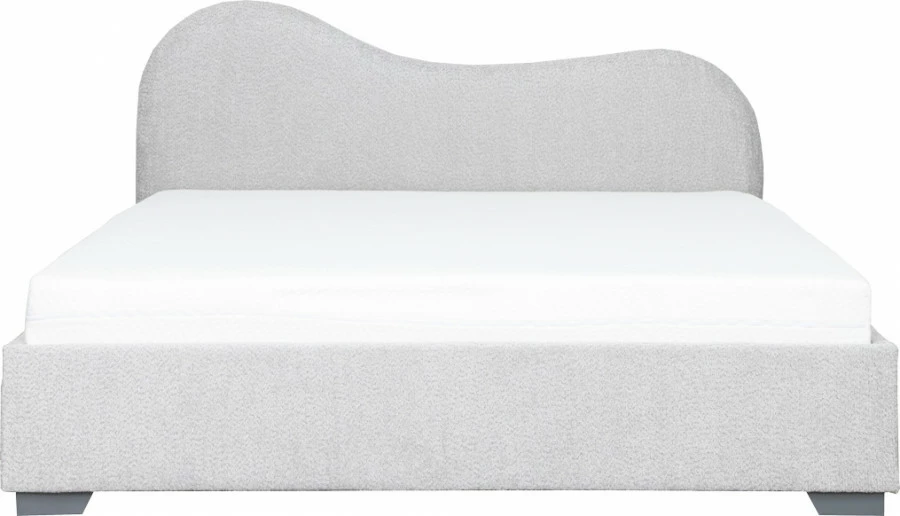 Łóżko tapicerowane 180 Cloudi (boucle szary) ze stelażem i pojemnikiem