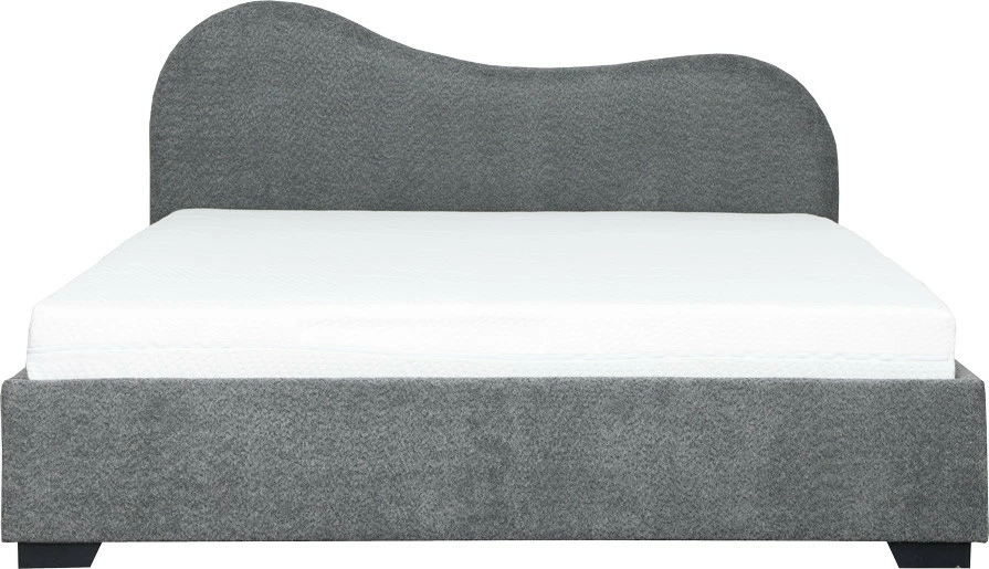 Łóżko tapicerowane 180 Cloudi (boucle grafit) ze stelażem i pojemnikiem