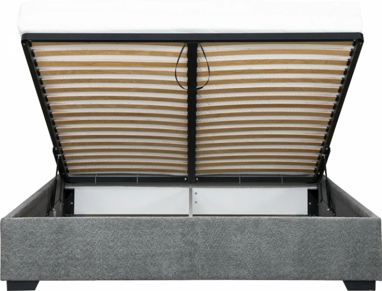 Łóżko tapicerowane 180 Cloudi (boucle grafit) ze stelażem i pojemnikiem