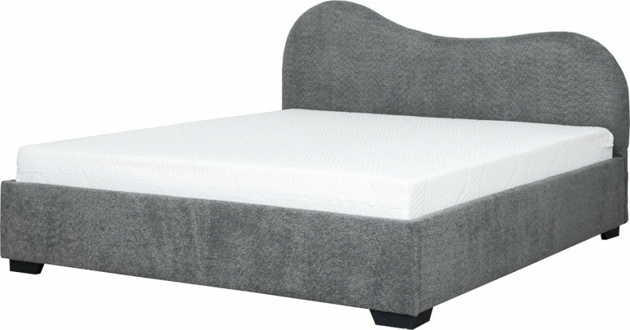 Łóżko tapicerowane 180 Cloudi (boucle grafit) ze stelażem i pojemnikiem