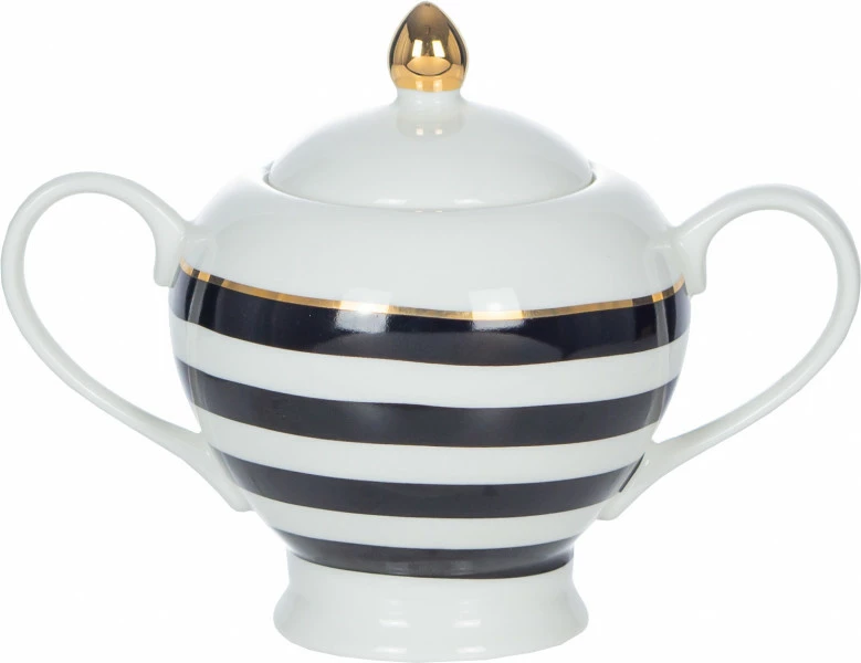 Cukierniczka z wieczkiem Rayas biała w czarne pasy