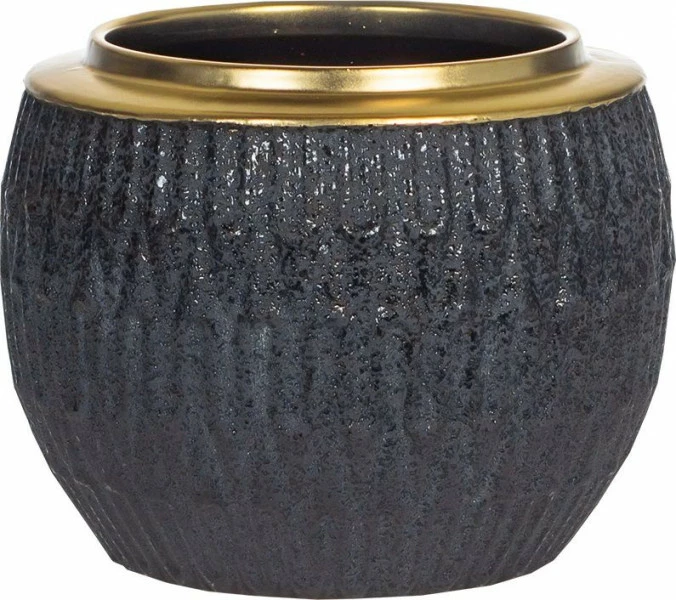Doniczka ceramiczna Konti 11 (czarny/złoty) 