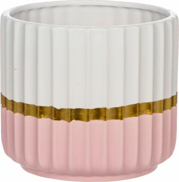 Doniczka osłonka Goldi (biały/róż) 