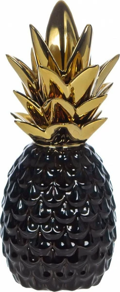 Ozdobna figurka ceramiczna ananas Konti 88 (czarny/złoty)