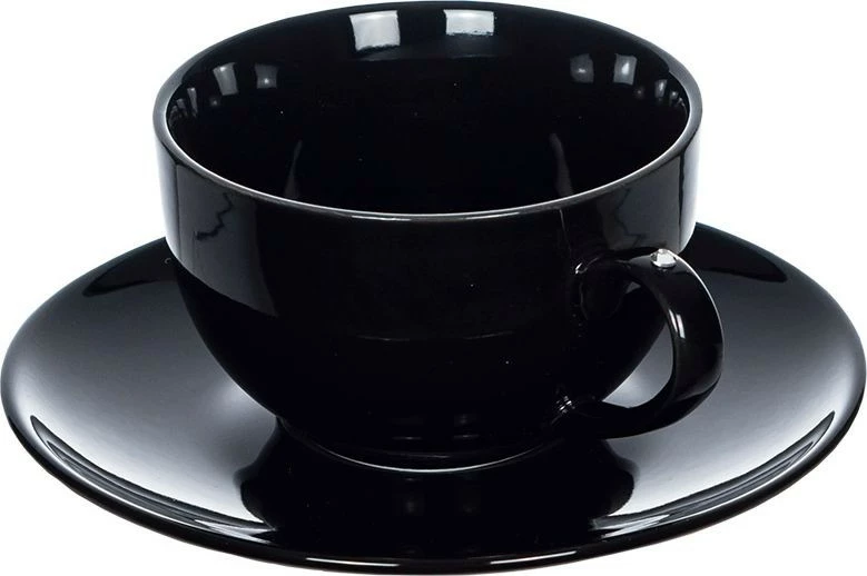 Filiżanka z ozdobną rączką+spodek Krystalis 23 (czarny)