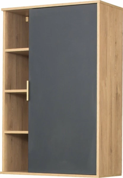 Szafka wisząca z drzwiczkami i półkami Floryda (grafit/dąb Soma ciemny)