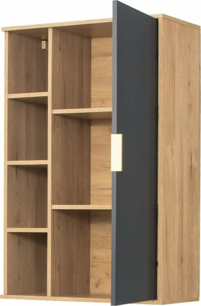 Szafka wisząca z drzwiczkami i półkami Floryda (grafit/dąb Soma ciemny)
