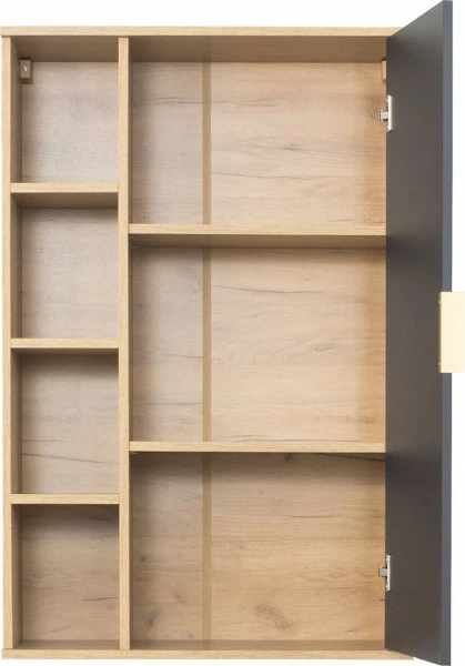 Szafka wisząca z drzwiczkami i półkami Floryda (grafit/dąb Soma ciemny) 