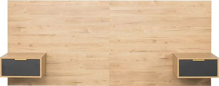 Zagłowie z płyty 160cm z dwoma stolikami nocnymi Floryda (grafit/dąb Soma ciemny)