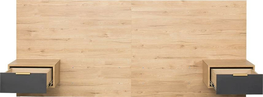 Zagłowie z płyty 140cm z dwoma stolikami nocnymi Floryda (grafit/dąb Soma ciemny)