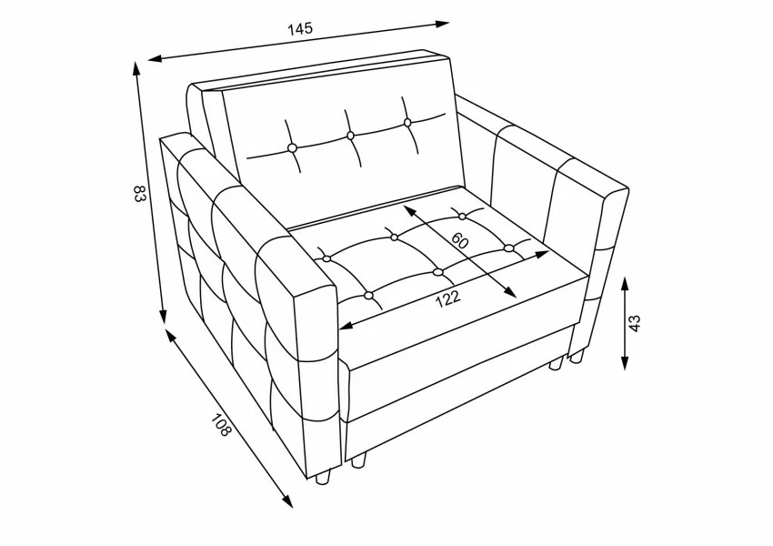 Fotel 2-osobowy rozkładany Paris (plusz srebrzysty)