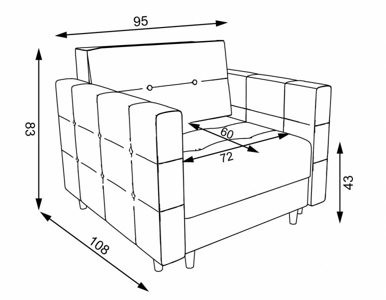 Fotel 2-osobowy rozkładany Paris (plusz srebrzysty)