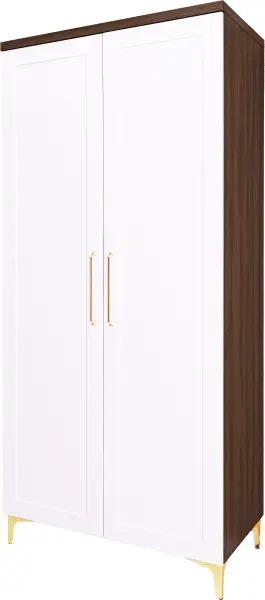 Szafa z półkami i drążkiem Hawana (biały lakier mat/orzech Foresta)